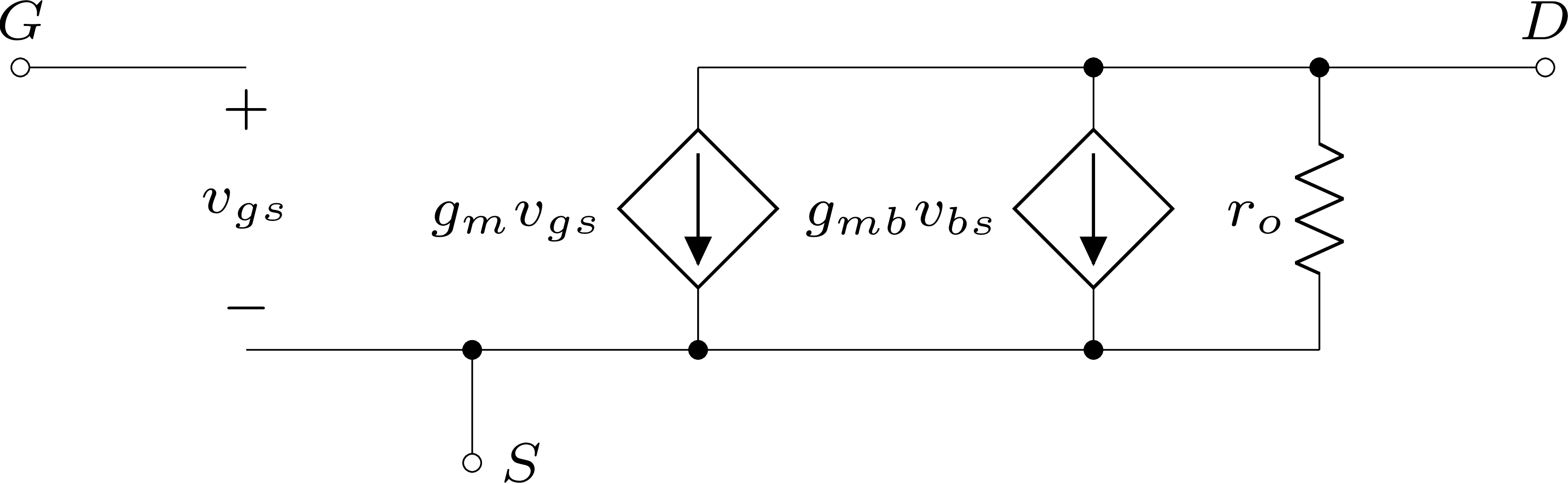 Modelo de pequenos sinais de um MOSFET para baixas frequências.